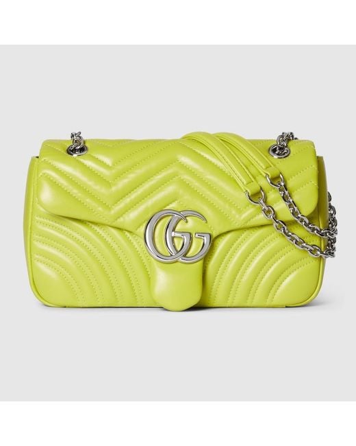 Gucci Yellow Gg Marmont Medium Shoulder Bag, Leather