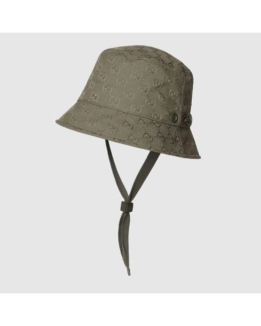 Sombrero Tipo Pescador De Lona Gg Con Cordón, Talla Gucci de hombre de color Green