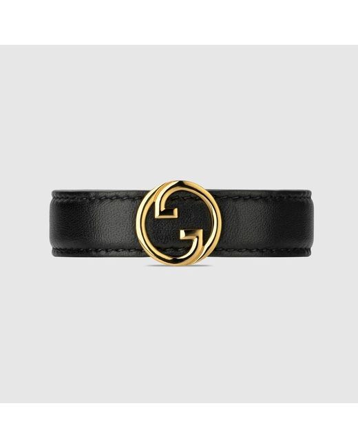 Gucci Black Bracelet With Round Interlocking G