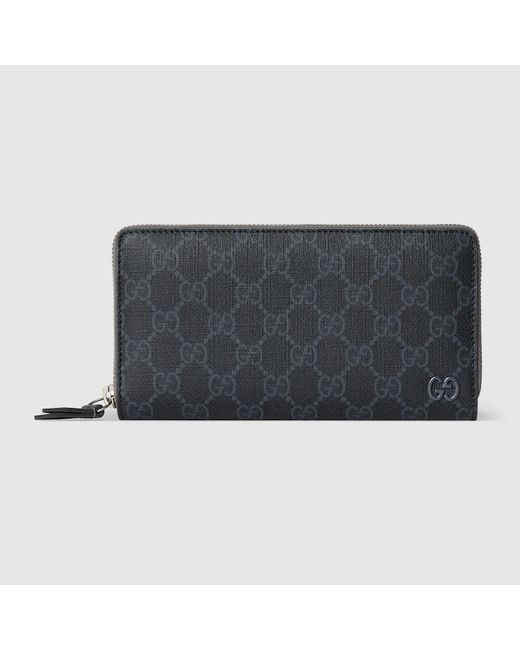 Gucci Black Interior Gg Zip Around Wallet for men
