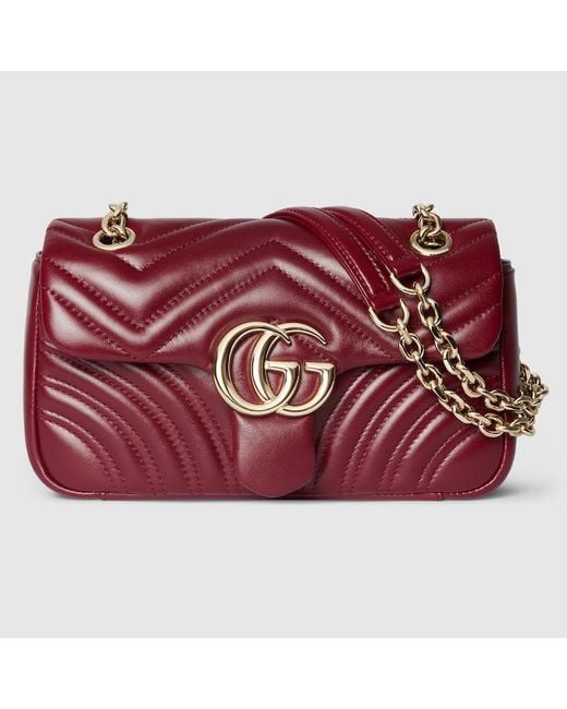 Borsa A Spalla Gg Marmont Misura Piccola di Gucci in Red