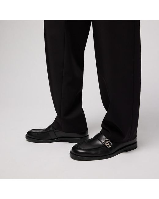 Gucci Black Loafer With Double G, Leather for men