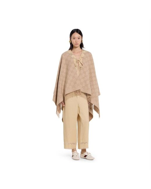 Gucci Natural Gg Cashmere Lamé Cape