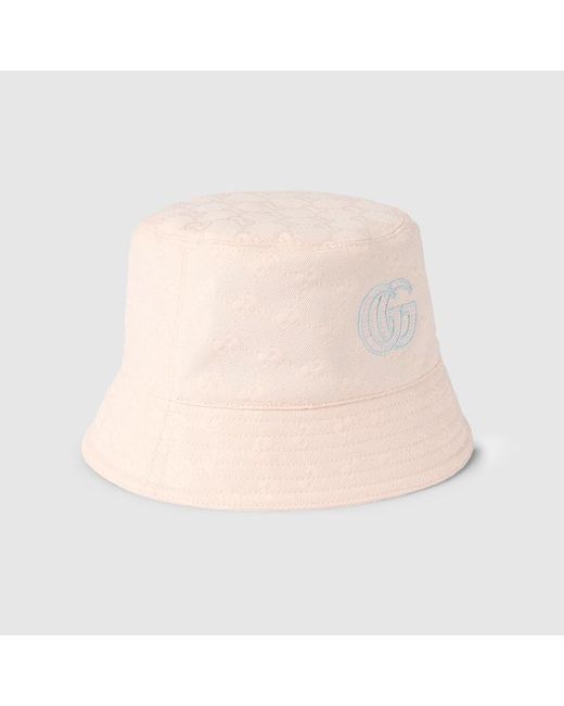 Gucci Natural Gg Cotton Canvas Bucket Hat, Size M, Gg Canvas