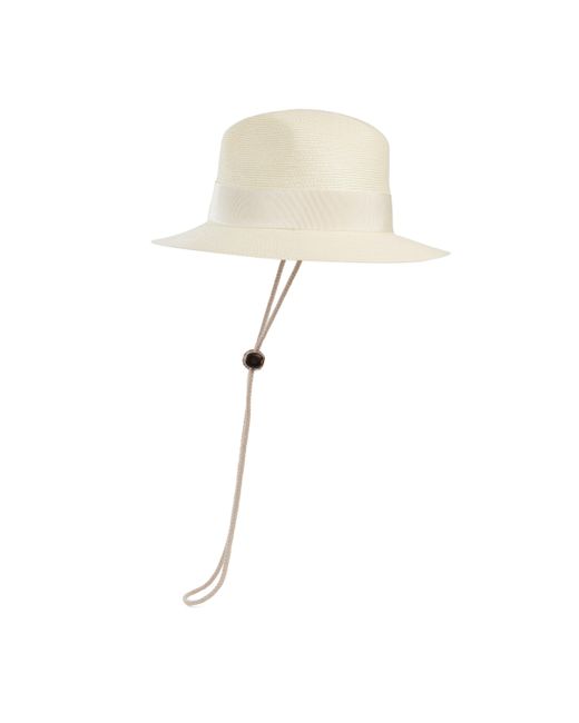 Gucci White Raffia-effect Wide-brimmed Hat With Bow