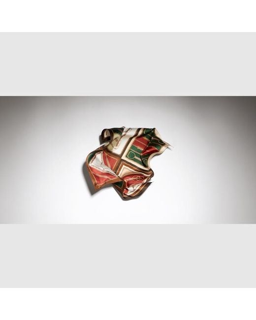 Gucci Green Printed Silk Twill Jacquard Carré