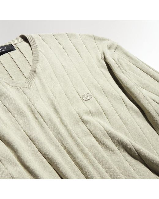 Gucci Green Ribbed Silk Cotton Sweater for men