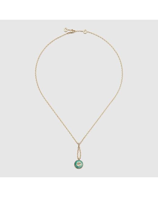 Gucci Metallic Interlocking 18K Pendant Necklace