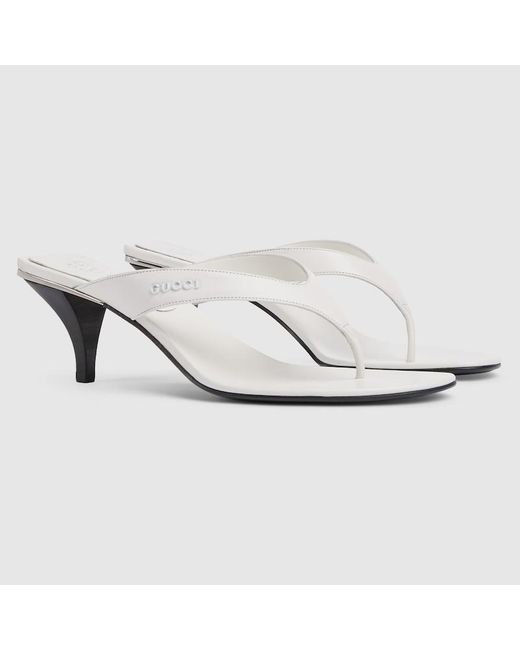 Gucci White Vittoria Thong