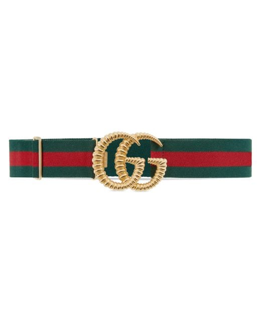 Cintura con motivo web elasticizzato e fibbia doppia g torchon di Gucci in  Rosso | Lyst