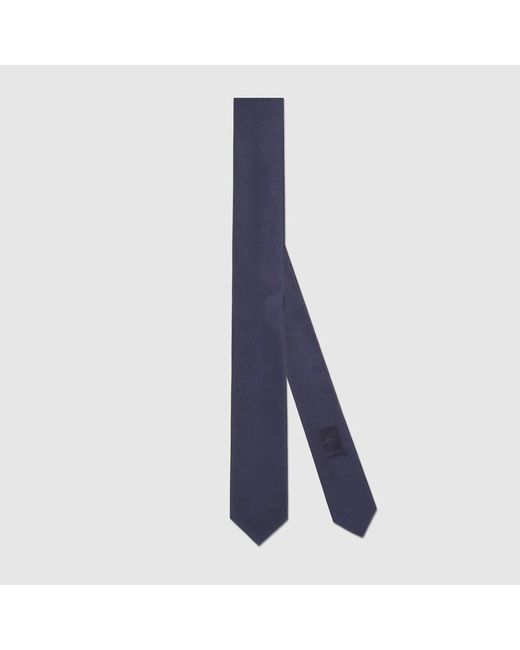 Gucci Blue Silk Tie With Double G Detail for men