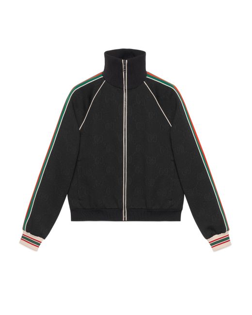 Gucci Synthetic gg Jacquard Jersey Zip Jacket in Black for Men - Lyst