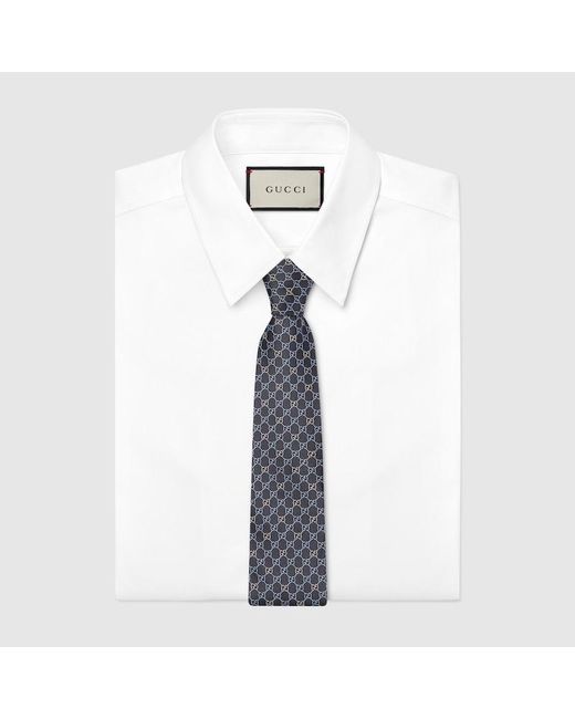 Gucci Gray Gg Silk Jacquard Tie for men