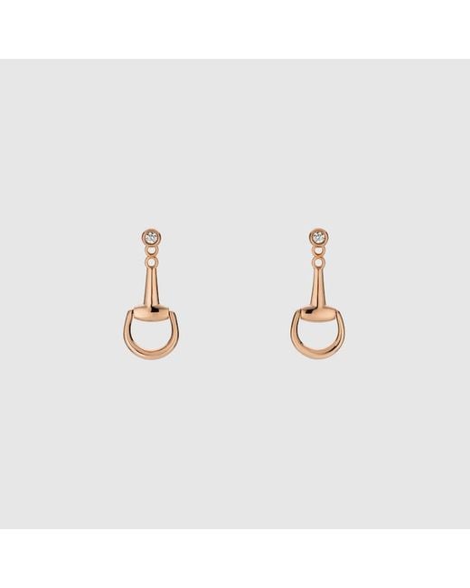 Gucci Metallic Horsebit Diamond 18K Earrings