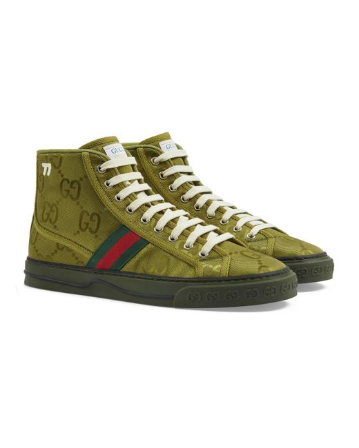 GUCCI CODA NEON PERFORATED LEATHER SHOES 323812 6.5 41.5 High sneakers Green  ref.663541 - Joli Closet