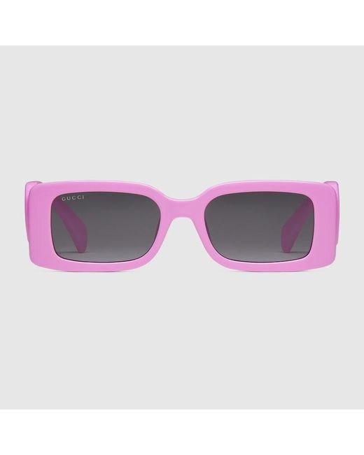 Gucci Pink Rectangular Frame Sunglasses