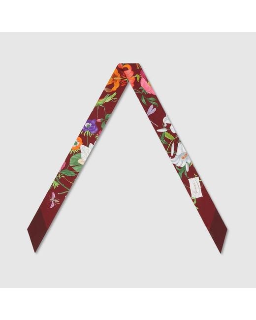 Gucci Red Printed Silk Twill Ribbon