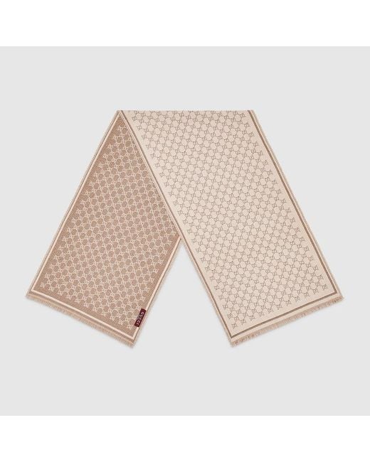 Gucci Natural Gg Wool Scarf