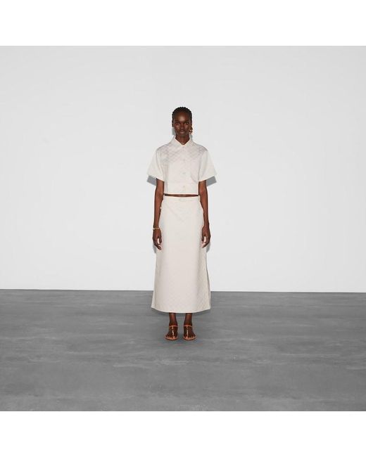 Gucci White Gg Cotton Gabardine Shirt, Ready-To-Wear