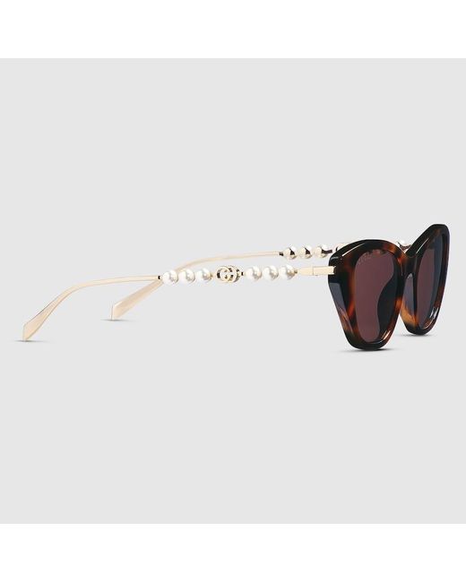 Lunettes De Soleil À Monture Œil-De-Chat Gucci en coloris Brown