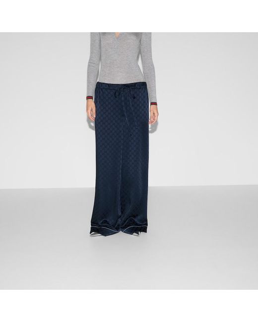 Gucci Blue Hose Aus Gg Satin, Größe