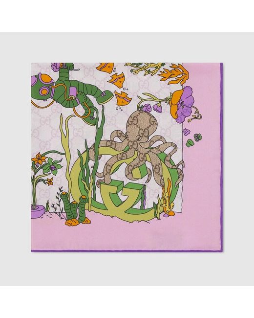 Gucci Purple Printed Silk Carré