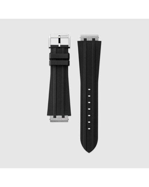 Gucci Black 25H Rubber Strap, 40Mm, Rubber for men