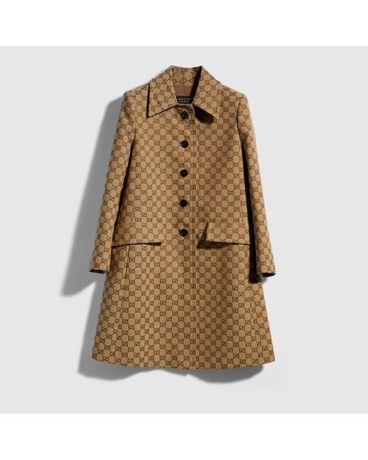 Gucci Natural Gg Cotton Canvas Coat
