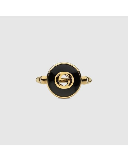 Gucci Black Interlocking 18K Ring