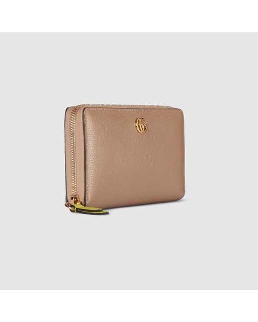 Gucci ダブルG バイカラー ジップアラウンドウォレット, ベージュ, レザー Natural