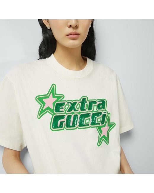 Gucci White T-Shirt Aus Baumwolljersey