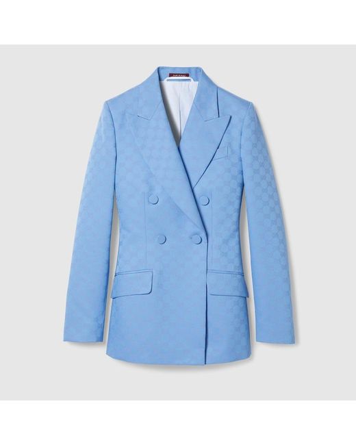 Gucci Blue GG Cotton Gabardine Jacket