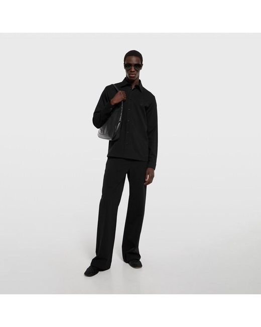Gucci Black Cotton Piquet Shirt With Embroidery for men