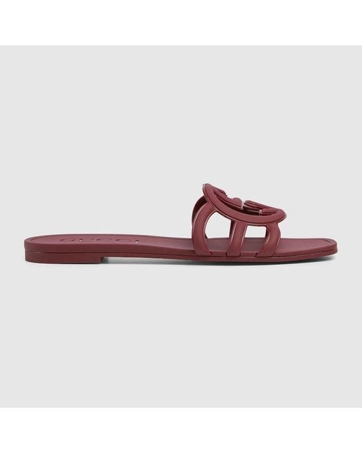 Gucci Purple Interlocking G Slide Sandal, Size 34 It