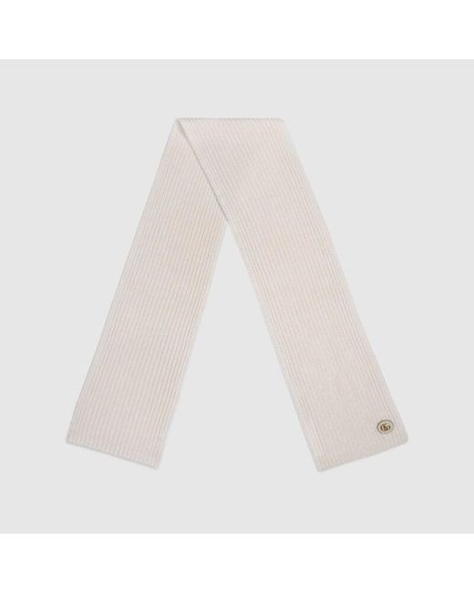 Gucci White Schal Aus Wolle Und Kaschmir Mit Doppel G