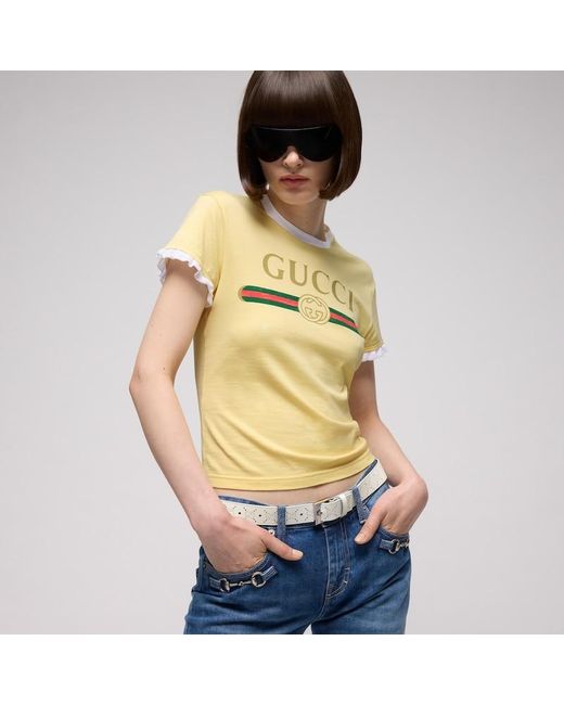 Gucci White Belt With Squared Buckle, Size 65
