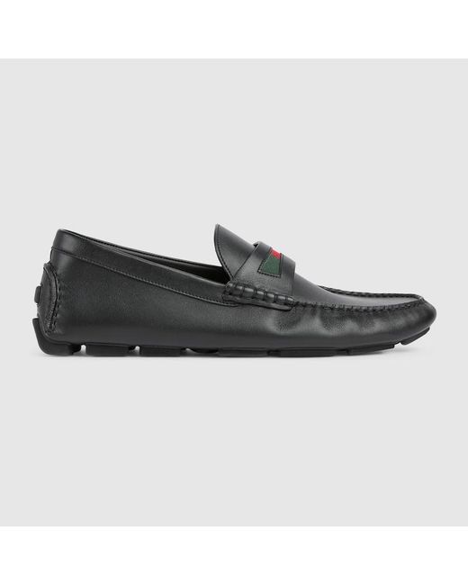 Gucci Black Loafers With Web Detail for men