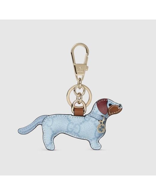 Gucci ドッグ シェイプ バッグ チャーム, ブルー, Ggキャンバス Blue