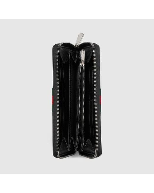 Gucci Black Web Trademark Zip Around Wallet for men