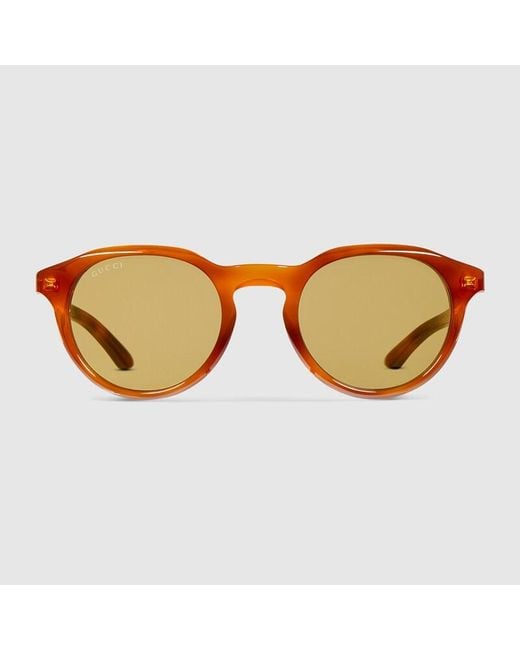 Gucci Brown Round Frame Sunglasses for men