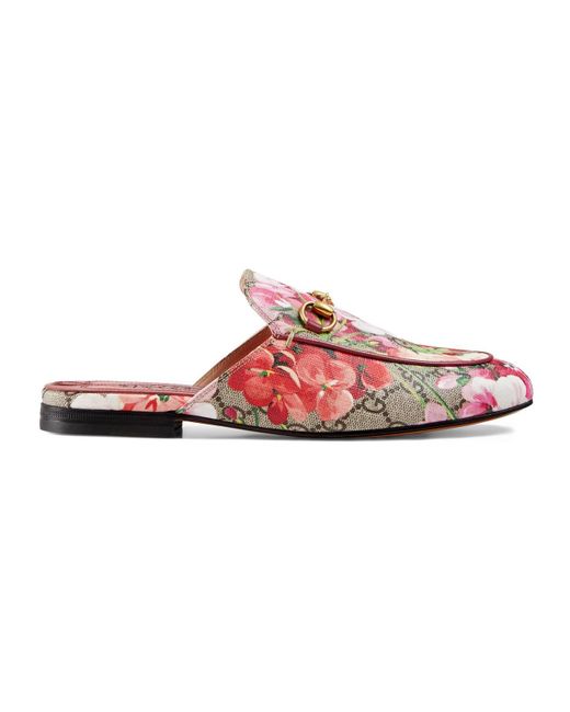 Gucci Pink Princetown GG Blooms Slipper