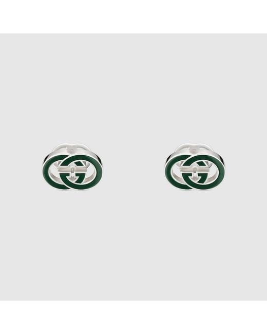 Gucci Green Interlocking Enamel Cufflinks