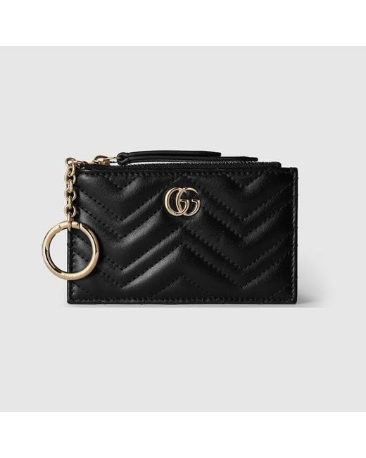 Gucci Black GG Marmont Zip Key Case