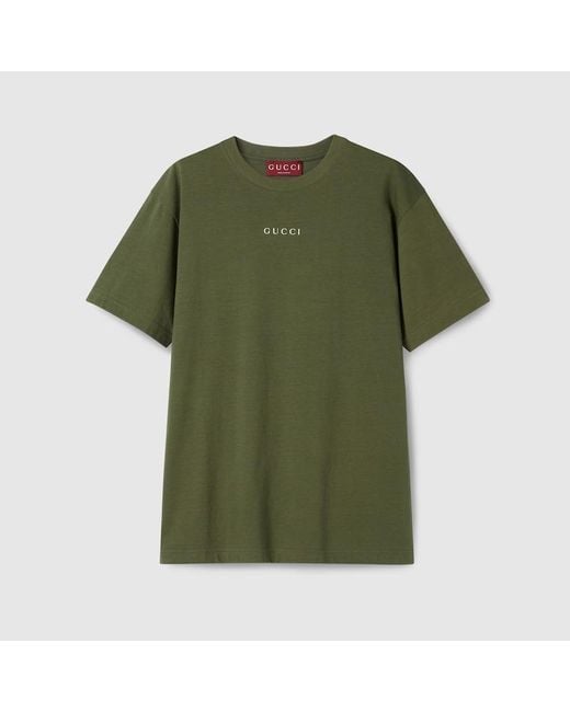 Gucci コットンジャージー Tシャツ, グリーン, ウェア Green