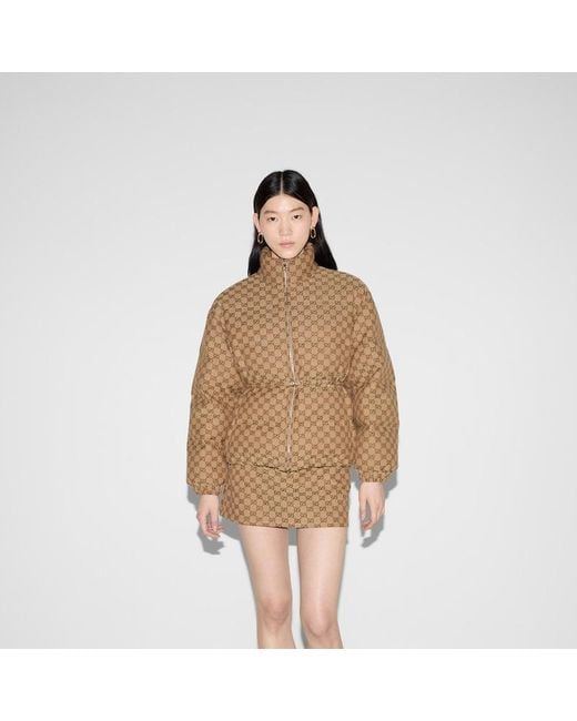 Gucci Brown Gg Canvas Bomber Jacket