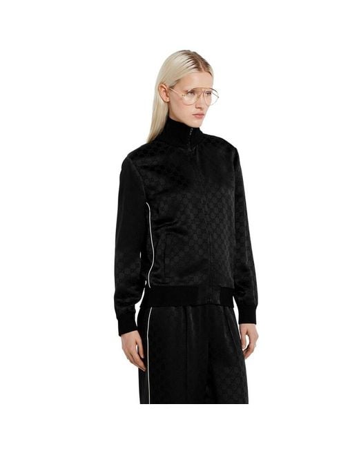 Gucci Black Gg Jacquard Zip Jacket