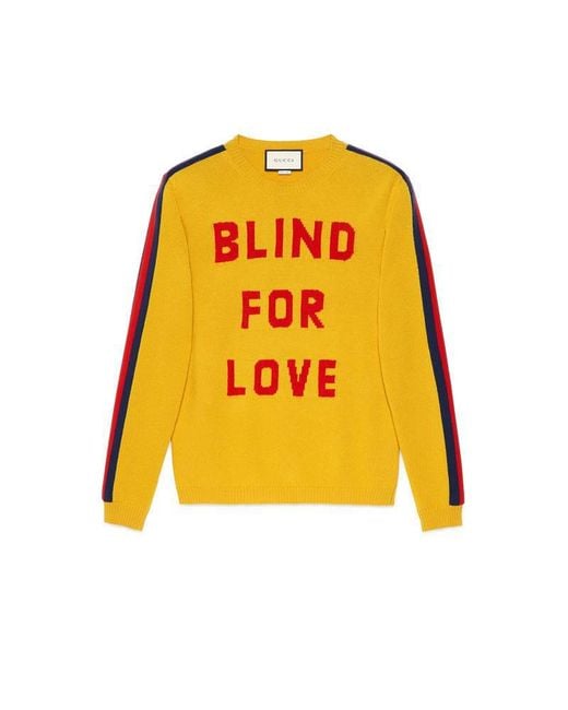 Gucci Yellow "blind For Love" And Wolf Wool Sweater for men