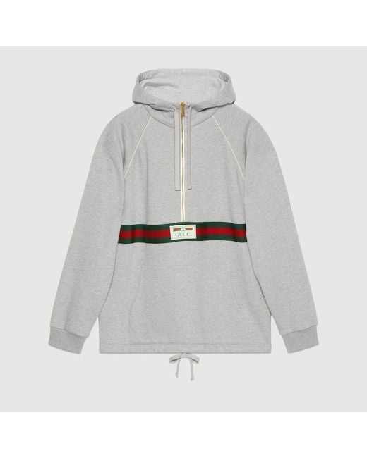 Gucci Gray Cotton Jersey Sweatshirt With Web for men