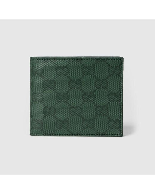 Gucci Green Essence Classic Bi-Fold Wallet, Original Gg Fabric for men