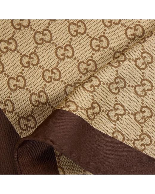 Gucci Brown Printed Silk Twill Diamond Scarf